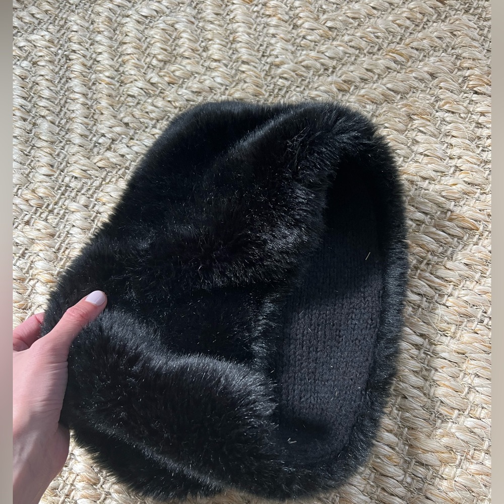 Black faux fur stole so functional and goes with anything